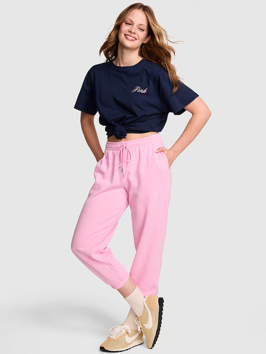 Buy Ivy Fleece Capri Jogger Sweatpants, Pink Lollipop - Order Bottoms online - PINK US | Victoria's Secret (US / CA )