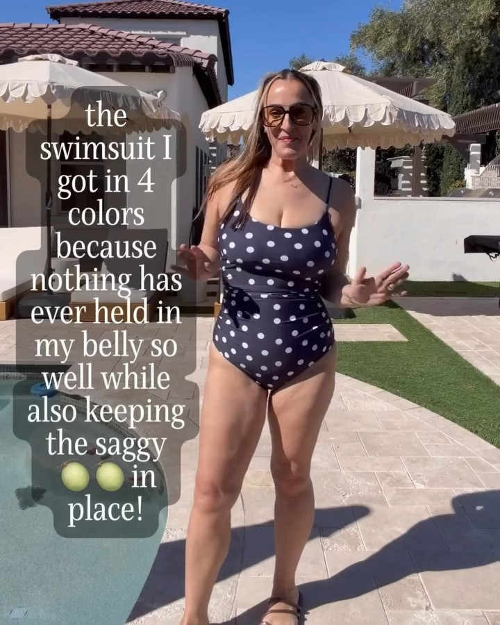 Wearing a medium. #tummycontrolsuit 
#midsizeswimwear #polkadotsuit # 

 #LTKmomlife #LTKSwim #LTKTravel
