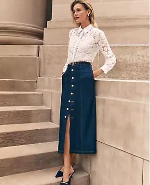 Belted Denim Skirt in Classic Rinse | Ann Taylor (US)