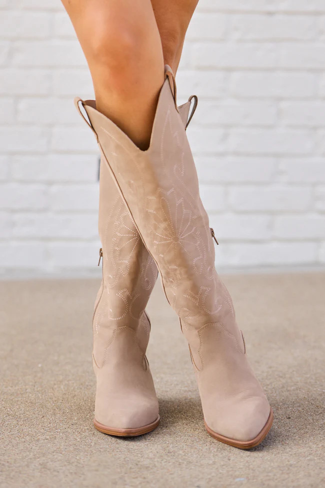 Shania Tan Tall Cowboy Boots SALE | Pink Lily