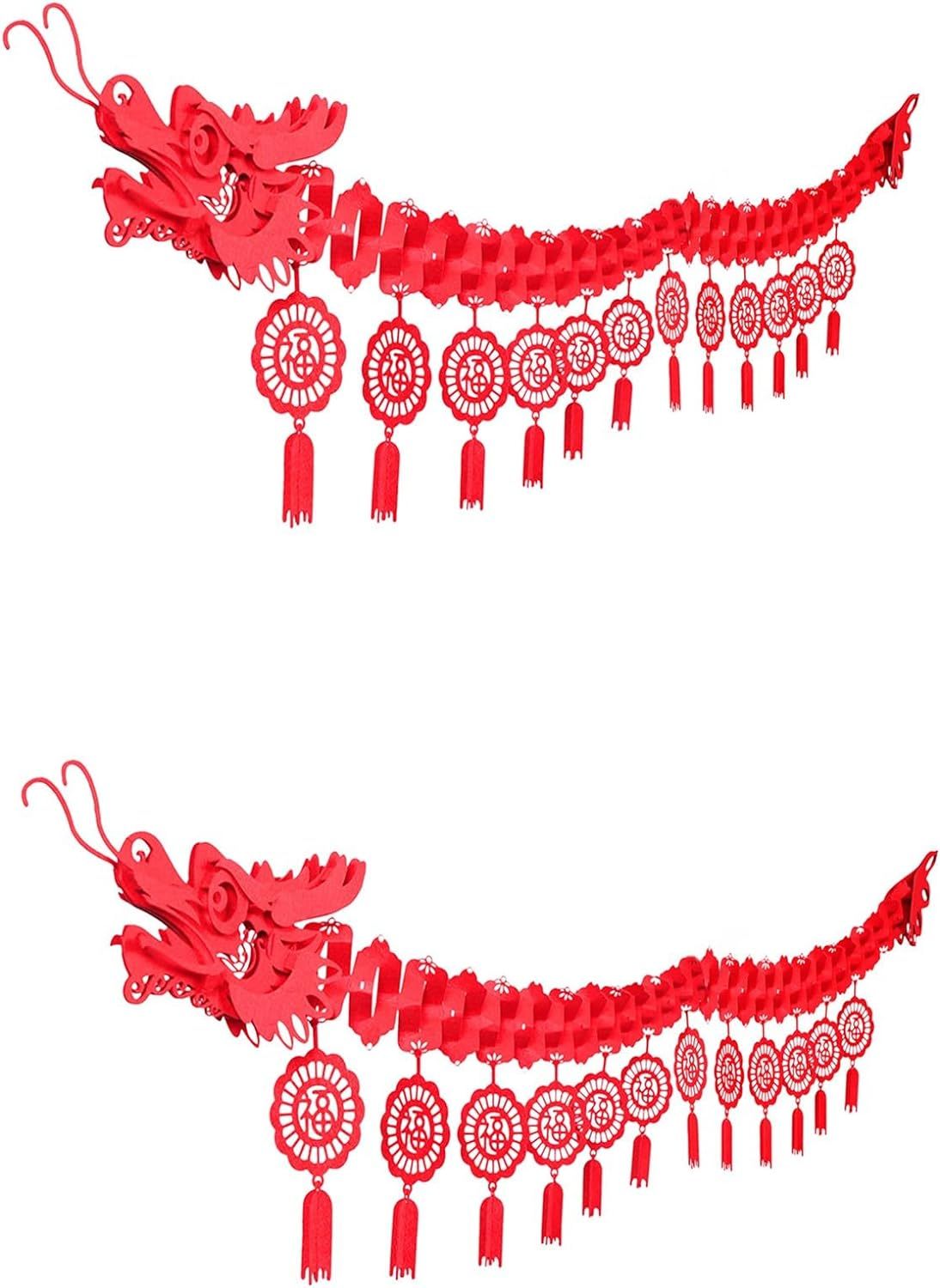 Chinese New Year Decorations 2024 Banner | New Year Banner with 12 Lucky Fu Charm | Year of The D... | Amazon (CA)