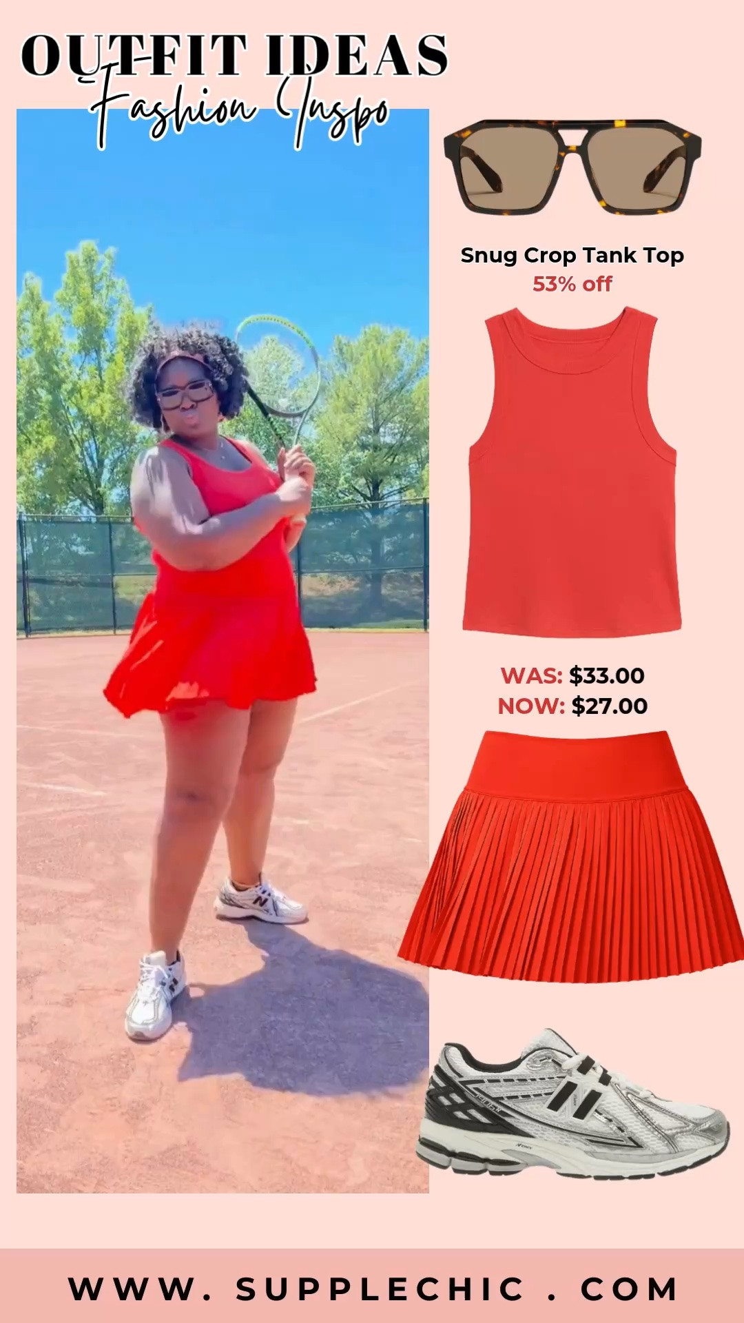 Wanted an outfit that could keep up with busy days. This sporty look checks every box with breathable pieces, comfortable sneakers, and a vibrant color that instantly stands out. tennis outfit, tennis skirt outfit, tenniscore fashion, sporty outfit, athleisure outfit, pickleball outfit, summer activewear, pleated tennis skirt, casual sporty style, women's activewear

#LTKSaleAlert #LTKootd #LTKfitnessgoals