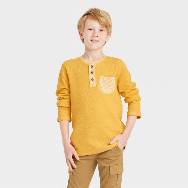 Boys' Long Sleeve Double Knit Henley T-Shirt - Cat & Jack™ | Target