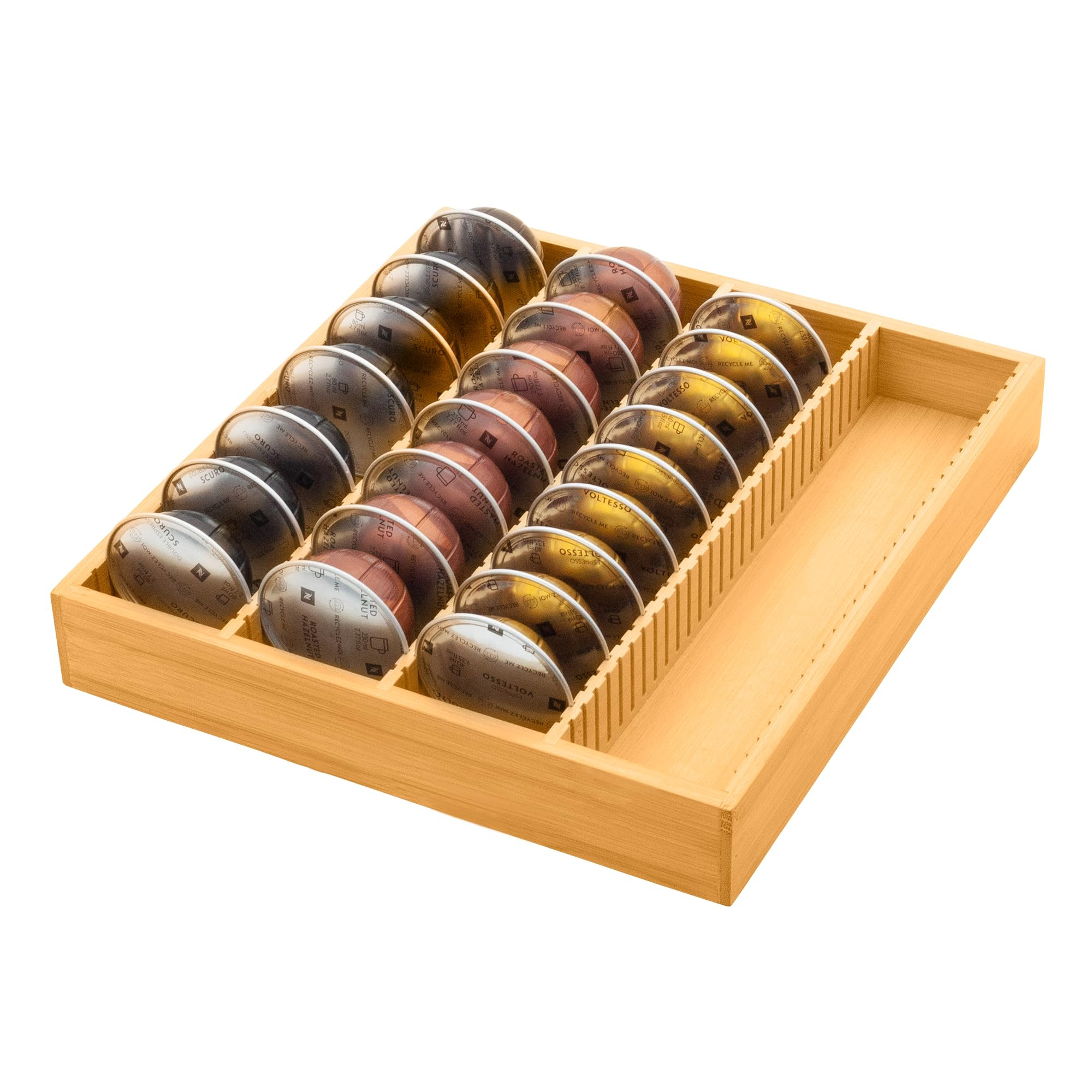 MinBoo Bamboo Coffee Pod Storage Holder Drawer Insert for Counter Compatible with Vertuoline Caps... | Amazon (US)