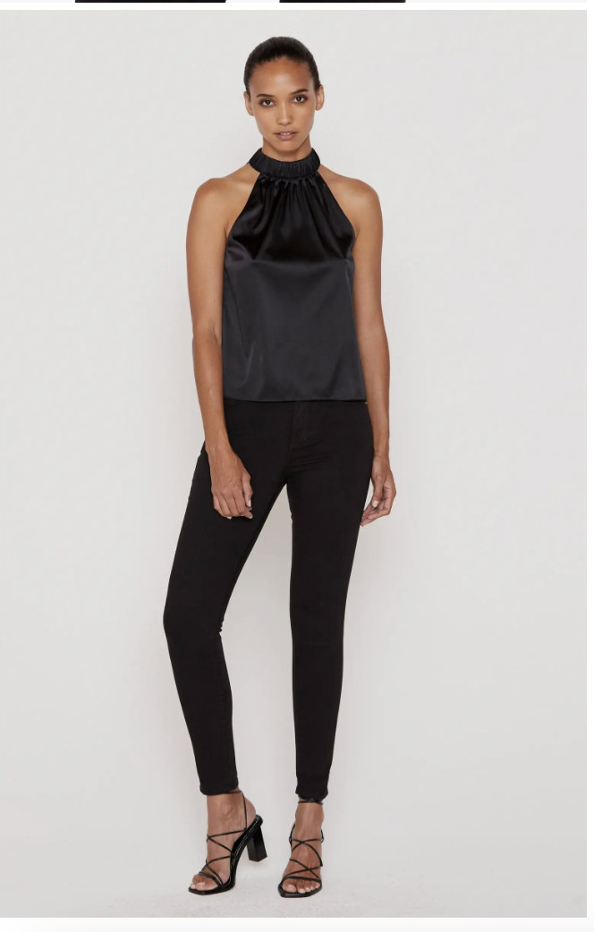$378 New Frame Shirred Silk Halter Top in Black Women's Size Small US 4  | eBay | eBay US