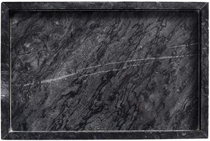 Gnirue Natural Black Gray Marble Tray, Kitchen Bathroom Storage Organizer (11.8''x 7.9''x 1.2'') | Amazon (US)