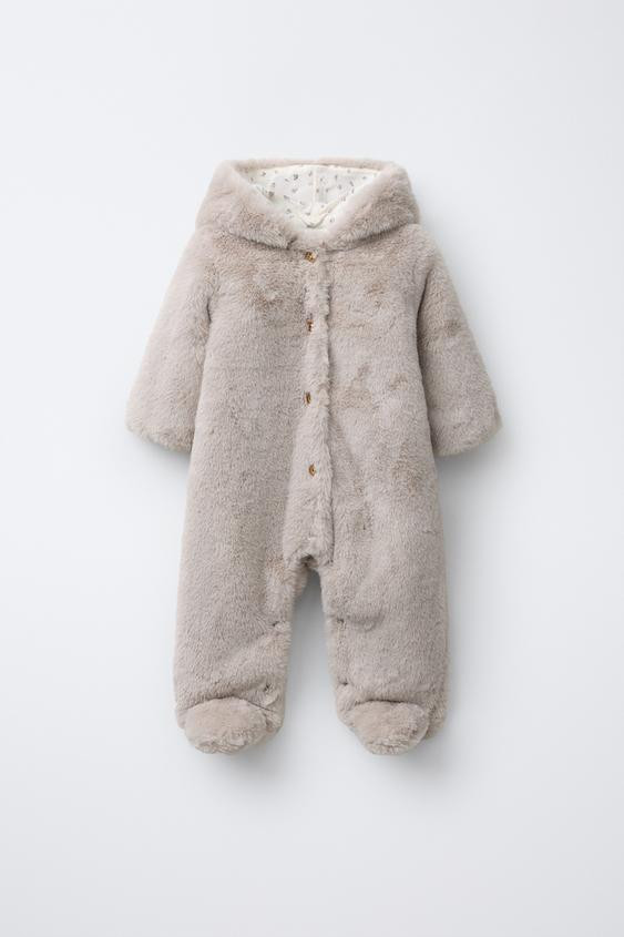 FAUX FUR HOODIE ROMPER | Zara US