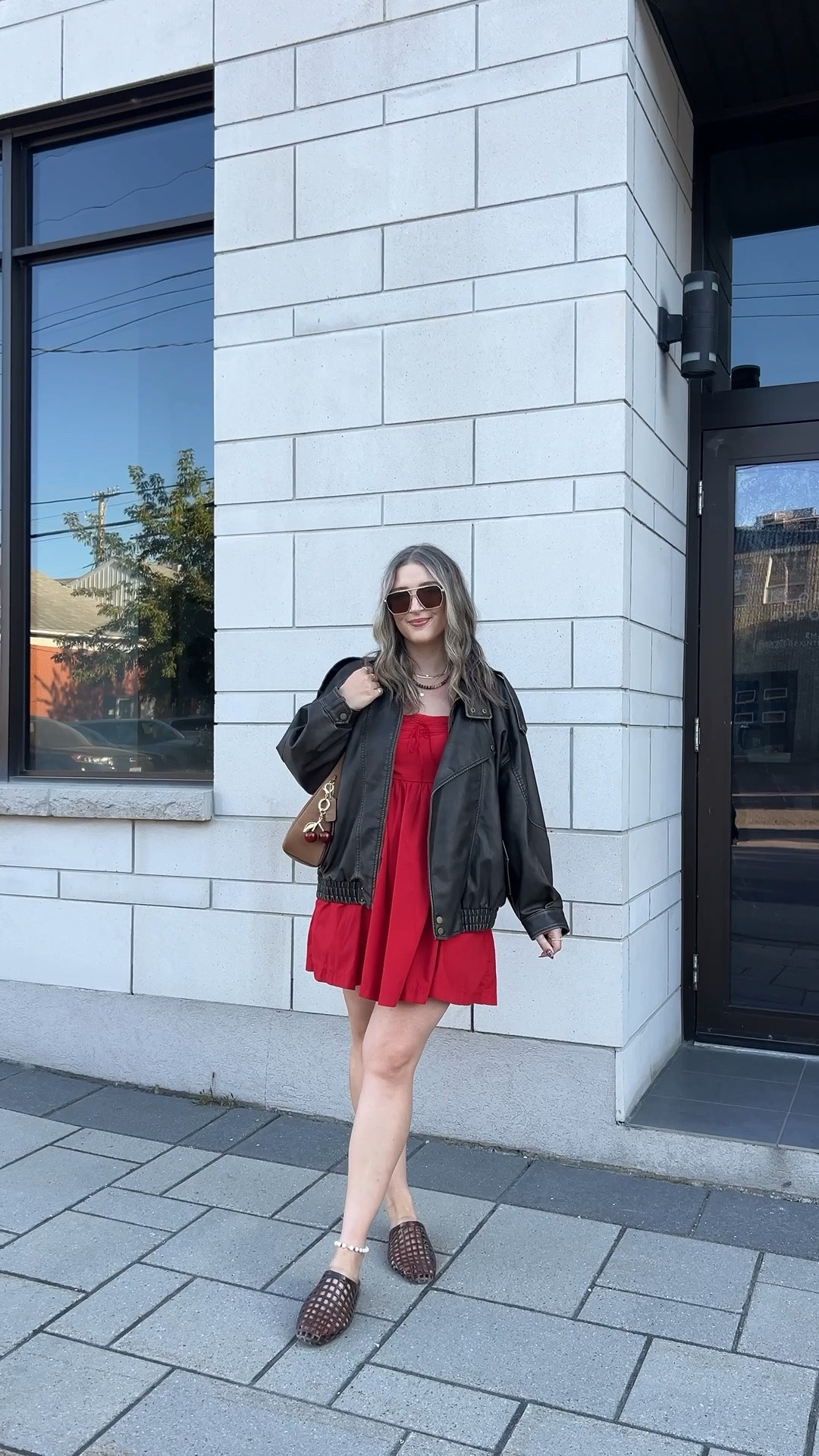 Fall date night outfit! Wearing in both the red dress and leather jacket. I’m a 9.5-10 shoe and wear a 10 in the jelly shoes (exact Canadian shoe link under “similar products”)

#LTKfall #LTKdresses #LTKsale