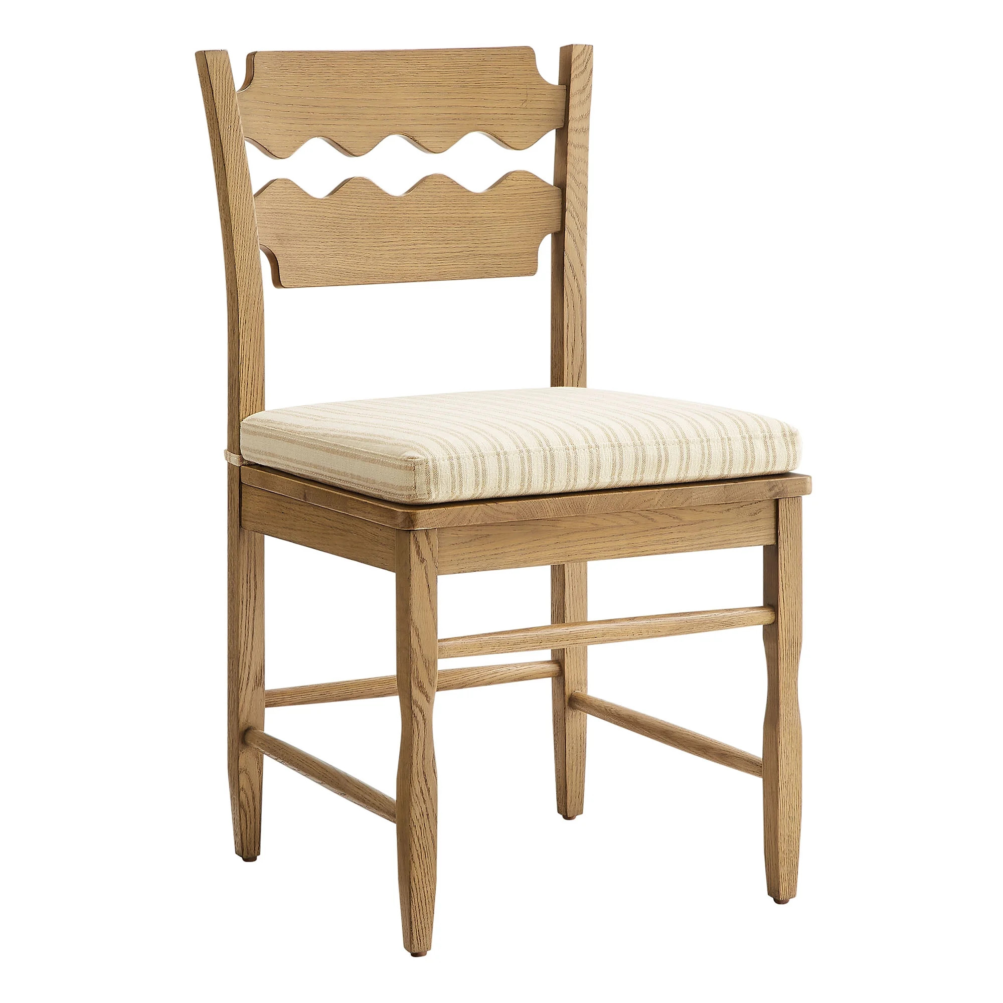 Modway Jax Oak Wood Dining Chair With Wavy Razor Back and Cushion in Weath | Walmart (US)