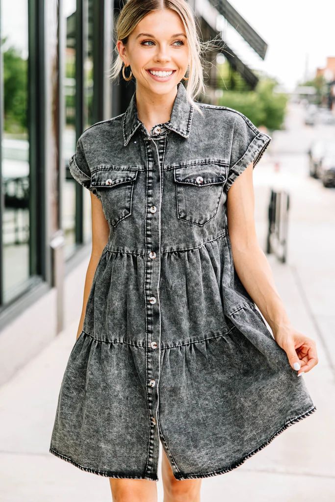 What You Love Charcoal Gray Tiered Dress | The Mint Julep Boutique