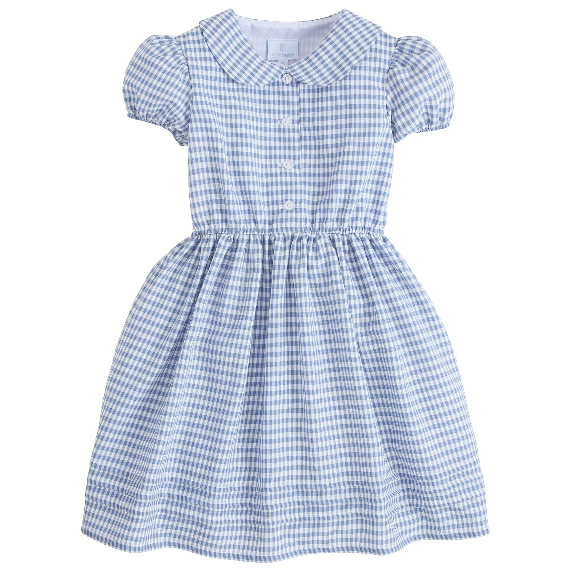 Della Dress - Gray Blue Gingham | Little English