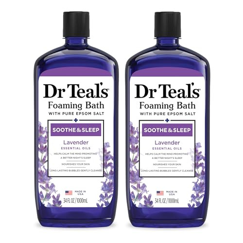 Dr Teal's Foaming Bath with Pure Epsom Salt, Soothe & Sleep with Lavender, 34 fl oz (Pack of 2) | Amazon (US)