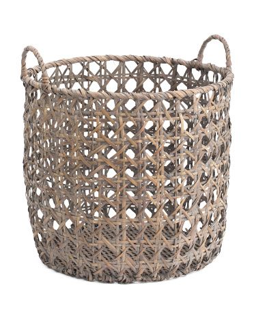 Large Round Cane Basket With Ear Handles | Marshalls