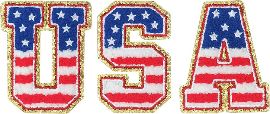 Chenille Letters Patches: 3PCS USA Letter Patches Stickers Varsity Letter Stick on Clothes, Dress... | Amazon (US)