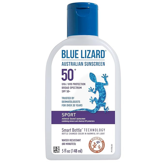 BLUE LIZARD Sport Mineral-Based Sunscreen Lotion - SPF 50+ - 5 oz | Amazon (US)