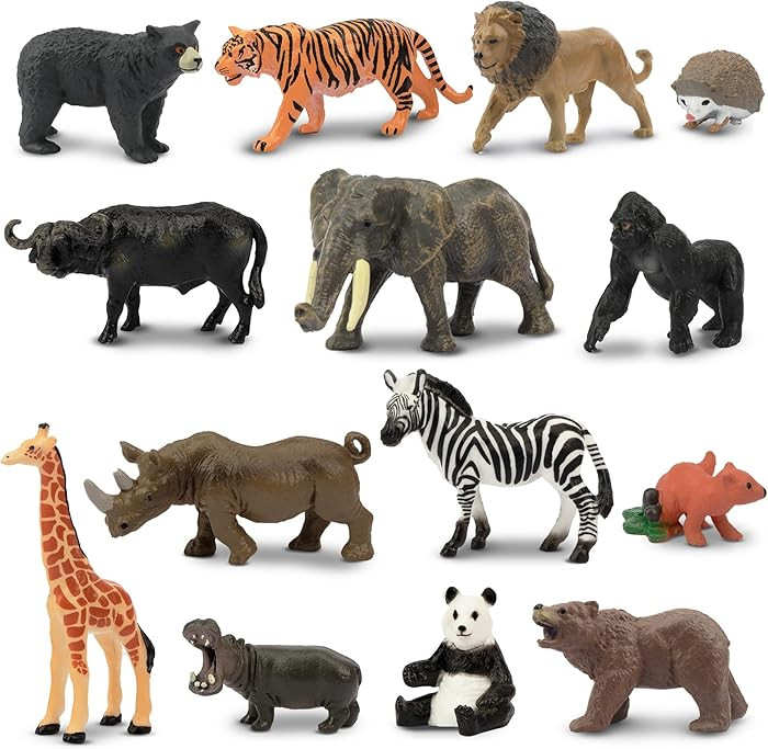 Toymany 14PCS 1-2" Tiny Jungle Animal Figures Toy, Realistic Mini Jungle Zoo Animal Figurines Cak... | Amazon (US)