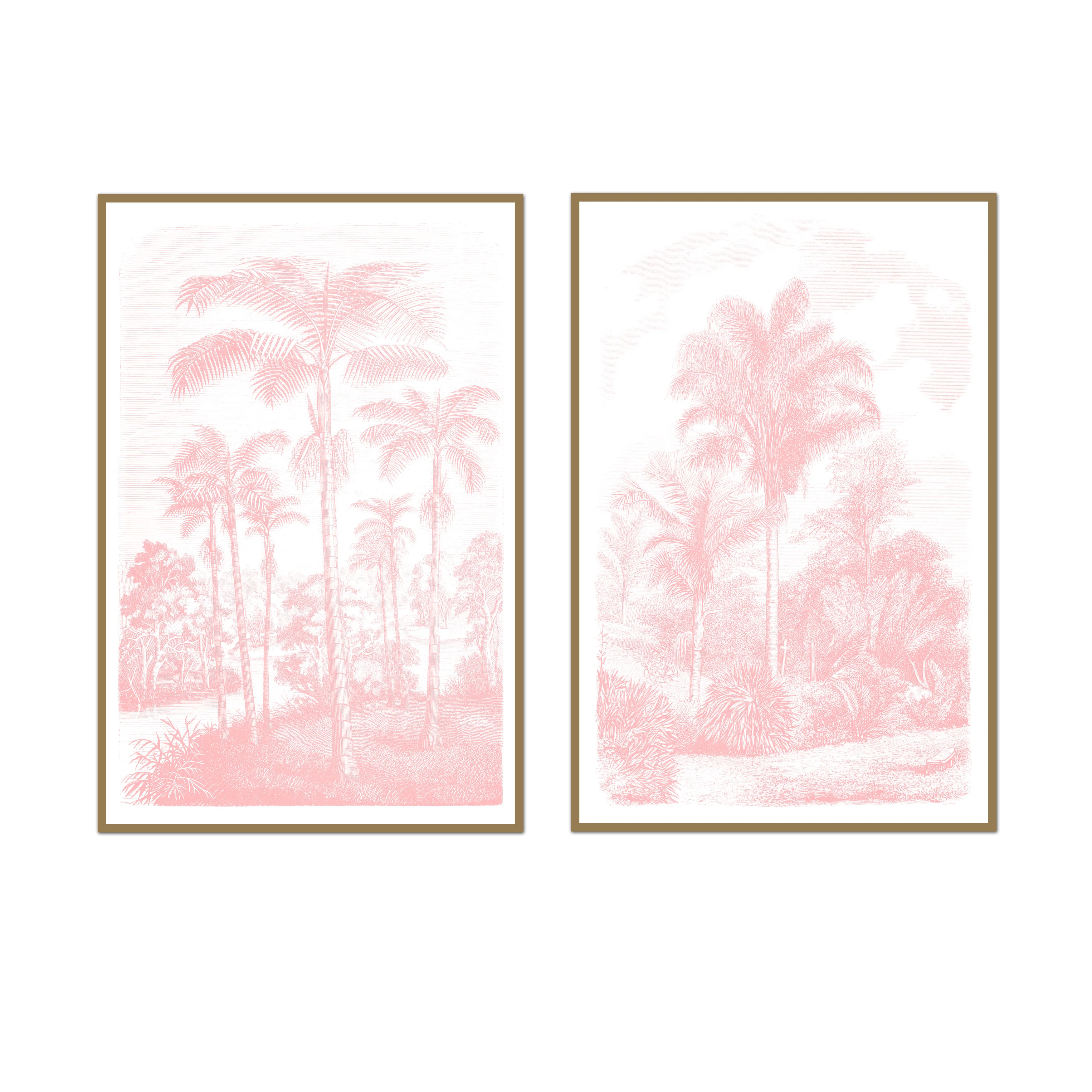 Vintage Tropical Oasis Pair | Oversized Tropic Art | Urban Garden Prints