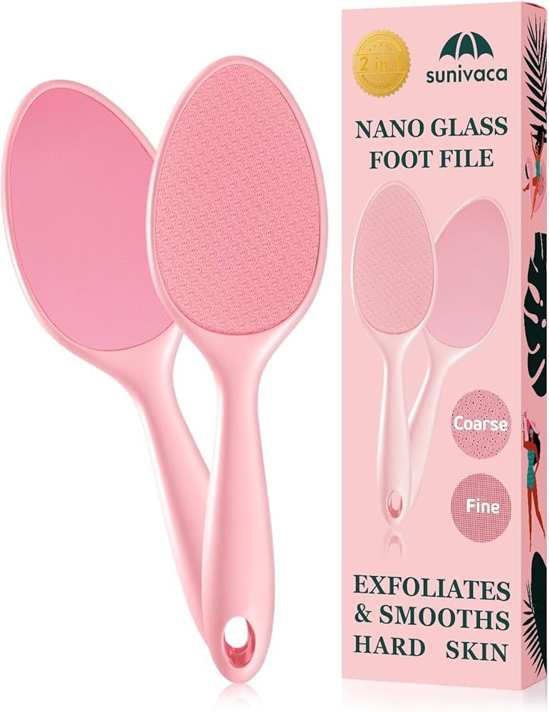 2-Sided Glass Foot File Callus Remover without Drain Stand (Pink) | Amazon (US)