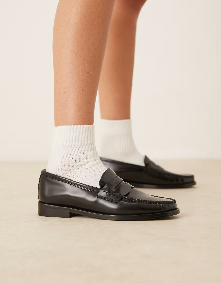 Mango leather loafer in black | ASOS (Global)