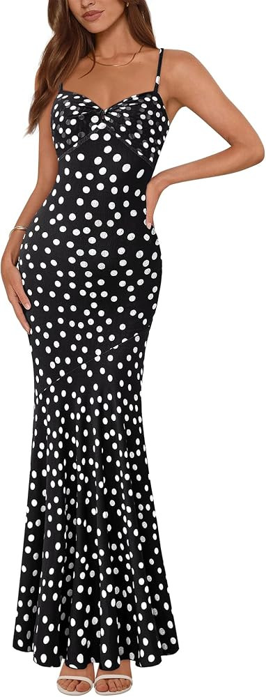 BTFBM Summer Dresses for Women 2026 Spaghetti Straps Sundress Twist Knot Mesh Mermaid Wedding Gue... | Amazon (US)