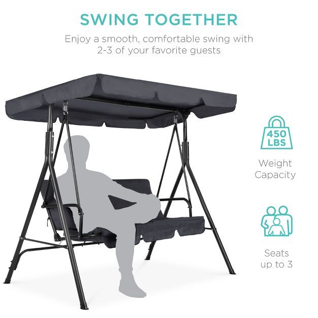 Best Choice Products 3-Person Outdoor Large Convertible Canopy Swing Glider Lounge Chair w/ Remov... | Target