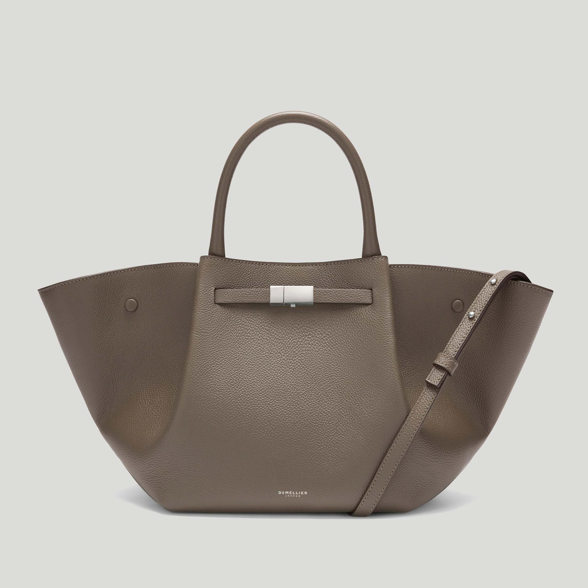 DeMellier The Midi New York in Dark Taupe Small Grain Leather Shoulder bag | DeMellier
