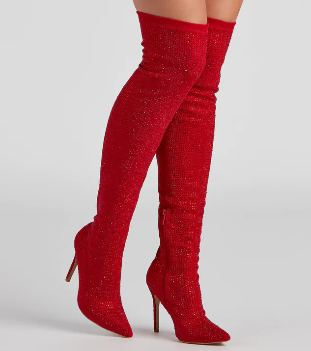 Sultry Voltage Rhinestone Over-The-Knee Boots | Windsor Stores