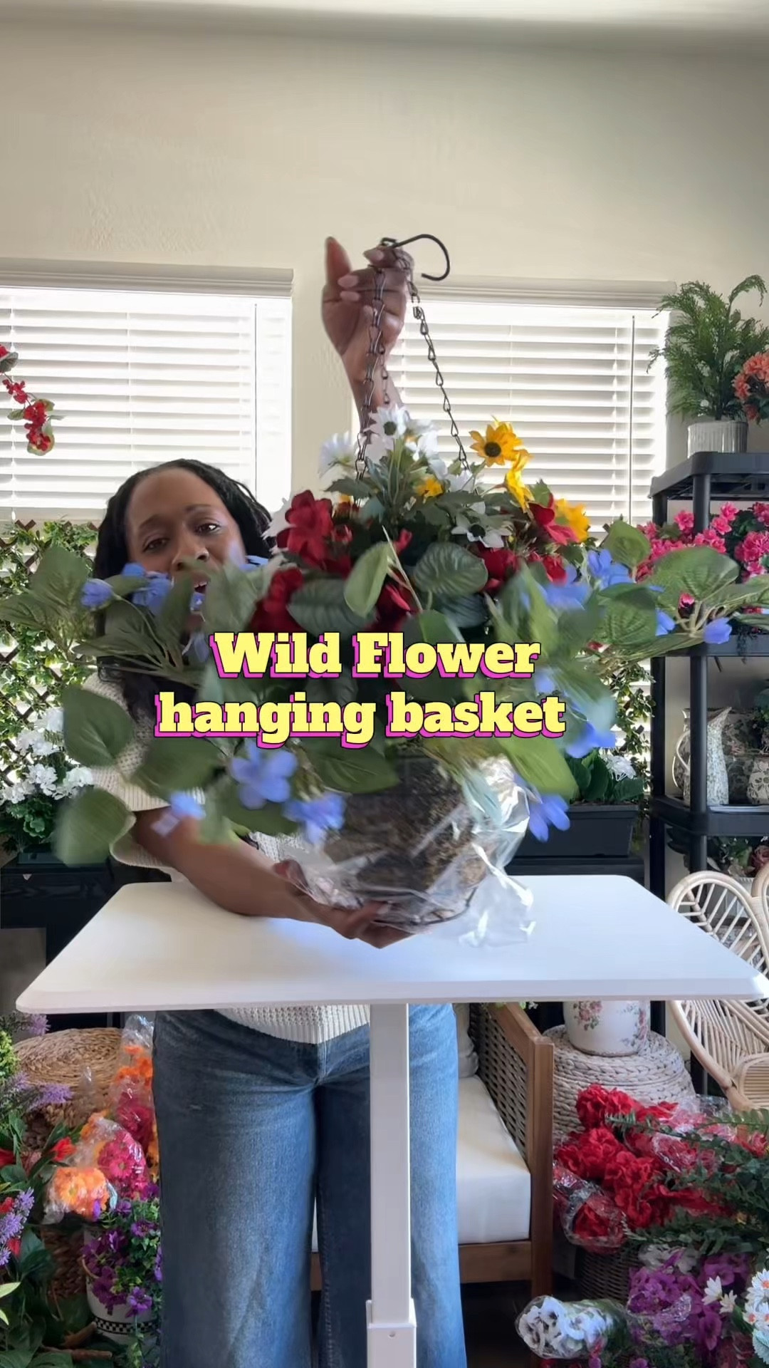 Hanging flower basket decor 🌸 

Faux wildflowers that add instant color to indoor or outdoor spaces. @QVC 

#LTKSeasonal #LTKSaleAlert #LTKHome