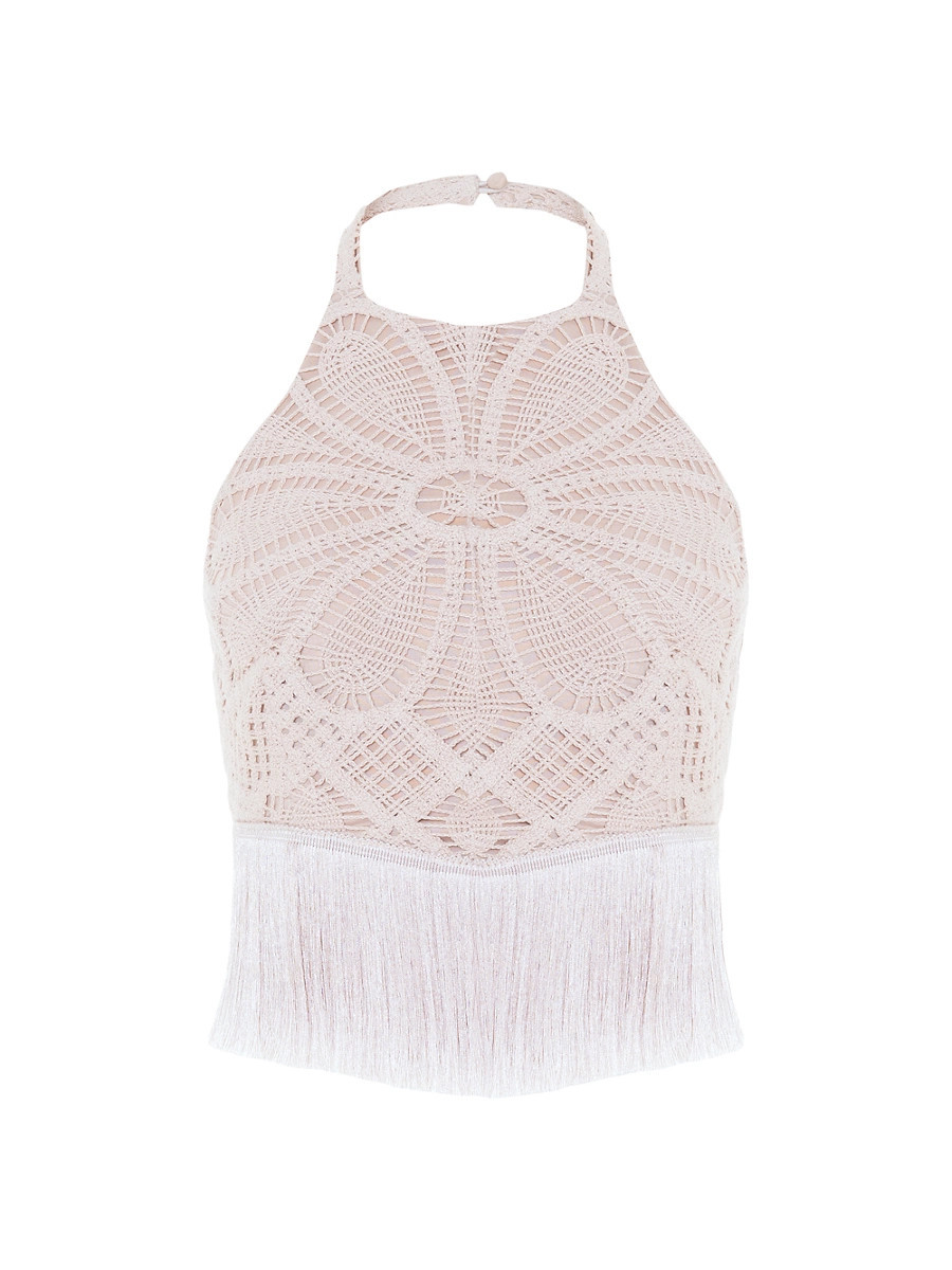 Women's Flower Crochet Halter Top - Beige - Size Medium | Saks Fifth Avenue