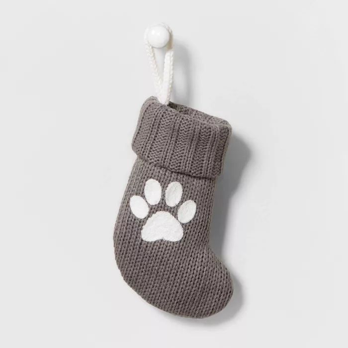 Mini Knit Monogram Christmas Stocking Paw Print - Wondershop™ | Target