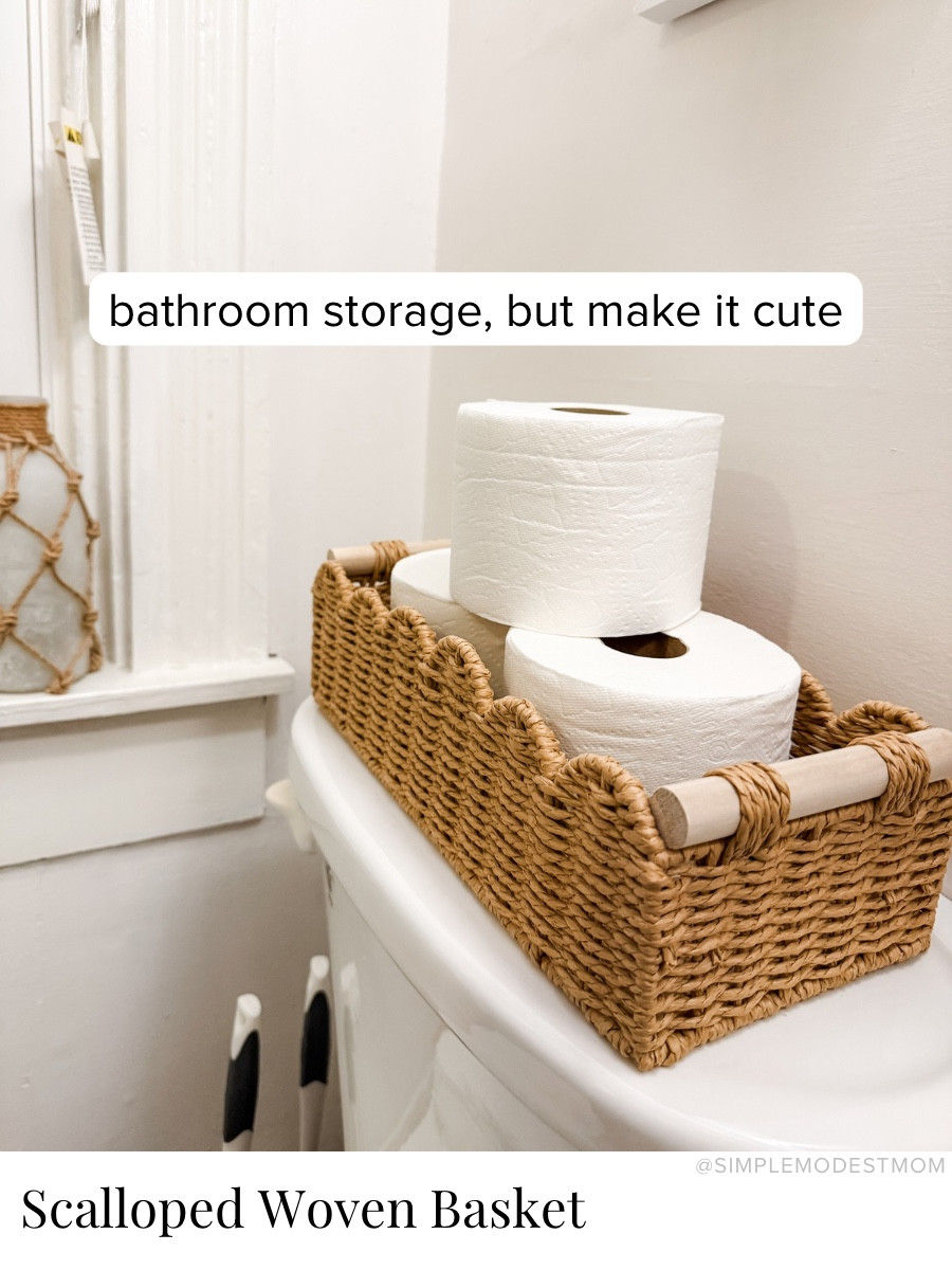 A simple little bathroom update that I unexpectedly love—this woven basket is perfect for holding extra toilet paper and adds a warm, natural texture to the space.

#LTKselfcare #LTKHome #LTKmomlife
