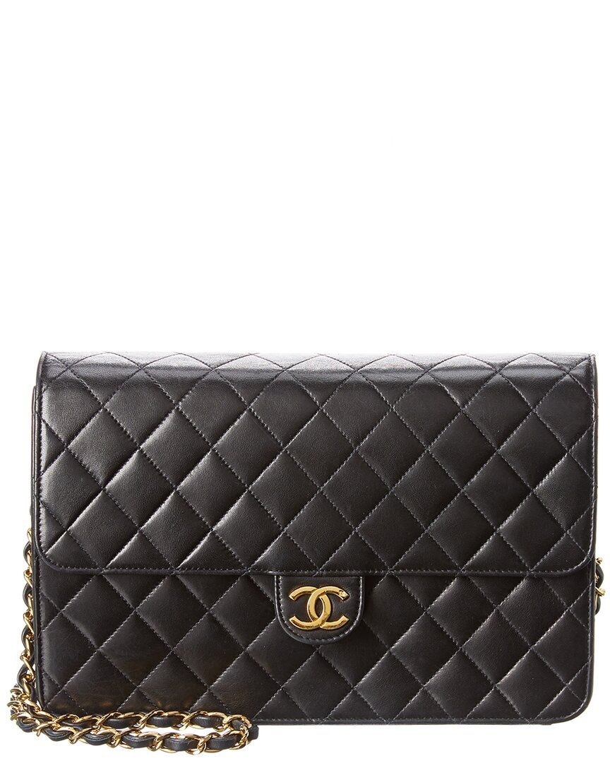 Chanel Black Lambskin Leather Medium Single Flap Bag | Gilt