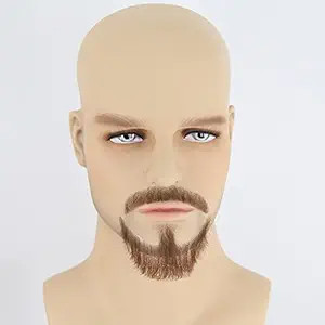 ZigZag Hair Fake Face Beard Extension Human Hair Mustache Brown Costume Beard for Adults Men Real... | Amazon (US)