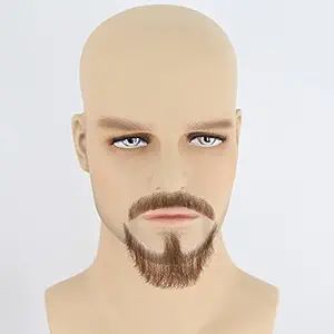 ZigZag Hair Fake Face Beard Extension Human Hair Mustache Brown Costume Beard for Adults Men Real... | Amazon (US)