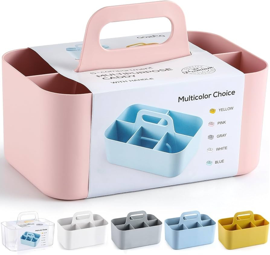 Multiuse Caddy Organizer with Handle, Portable Divided Plastic Tote Bin - Art Craft, Stationary P... | Amazon (US)