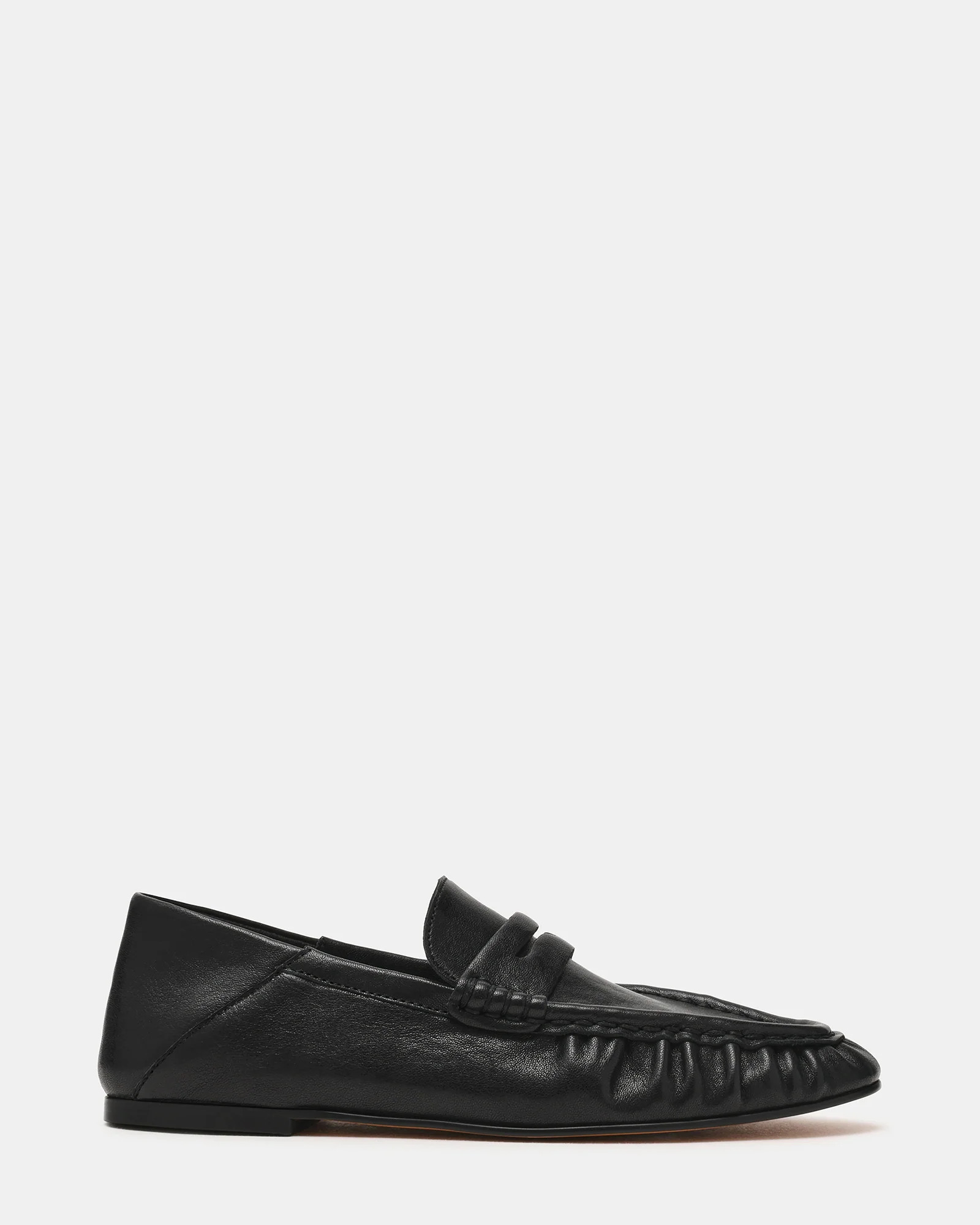 ROGER Black Leather Slip-On Women's Loafer | Steve Madden (US)