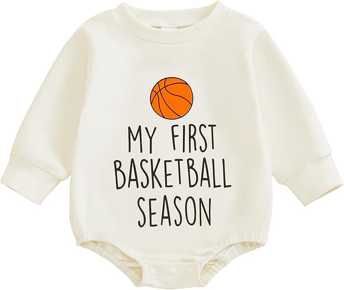 Newborn Baby Girl Boy Clothes My First Basketball Season Long Sleeve Sweatshirt Romper Cute Fall ... | Amazon (US)