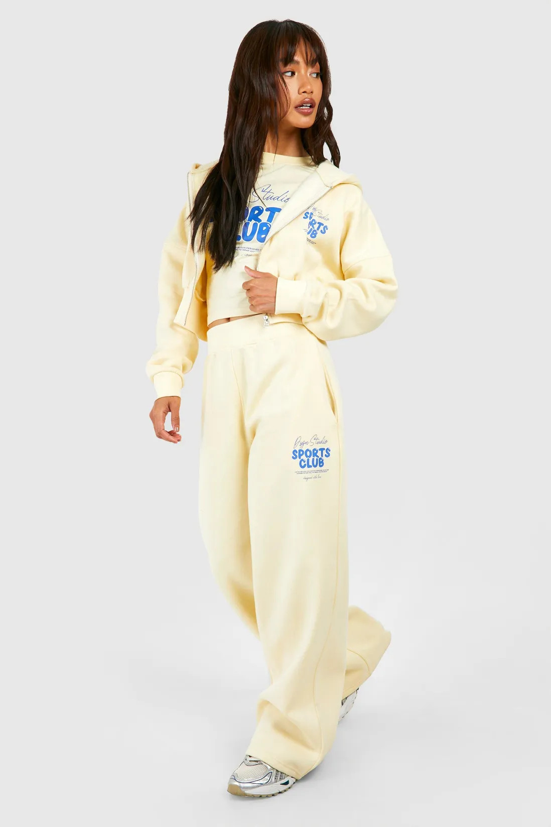 Hoodies & Sweatshirts | DSGN Studio Sports Club Bubble Slogan Deep Hem Zip Through Hoodie | DSGN ... | Boohoo.com (UK & IE)