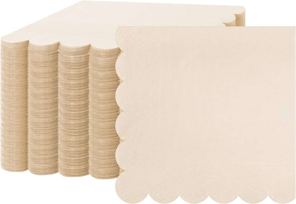 200 Pcs Scalloped Cocktail Napkins Thick Paper Napkins Disposable Party Napkins Beverage Napkins ... | Amazon (US)