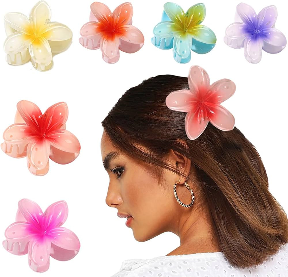 Flower Hair Clip, Nonslip Flower Claw Clips Strong Hold Hawaiian Claw Clip for Medium Thick Hair ... | Amazon (US)