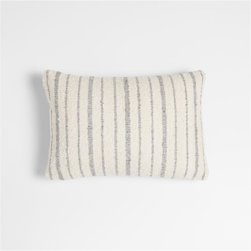 Dahlia 22"x15" Boucle Thin Stripe Outdoor Lumbar Pillow by Leanne Ford | Crate & Barrel | Crate & Barrel