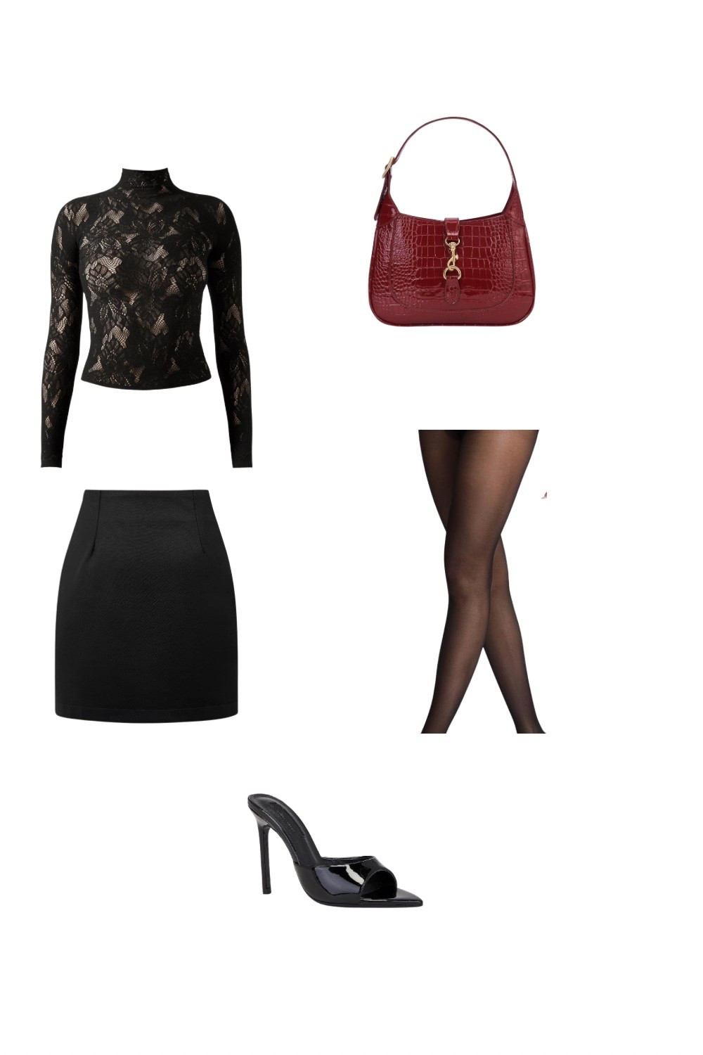 Thanksgiving
A sexy and classy all-black outfit featuring a long-sleeve lace top, mini skirt, sheer black stockings, and patent heels, styled with a bold red shoulder bag for a pop of color. Perfect for date night outfits, party looks, dinner outfits, and chic aesthetic fashion.
Keywords: all black outfit, lace top outfit, mini skirt outfit, date night outfit, classy fashion inspo, fall outfit ideas, aesthetic outfit, chic feminine style, Pinterest fashion inspiration.


#LTKHoliday #LTKStyleTip #LTKSeasonal
