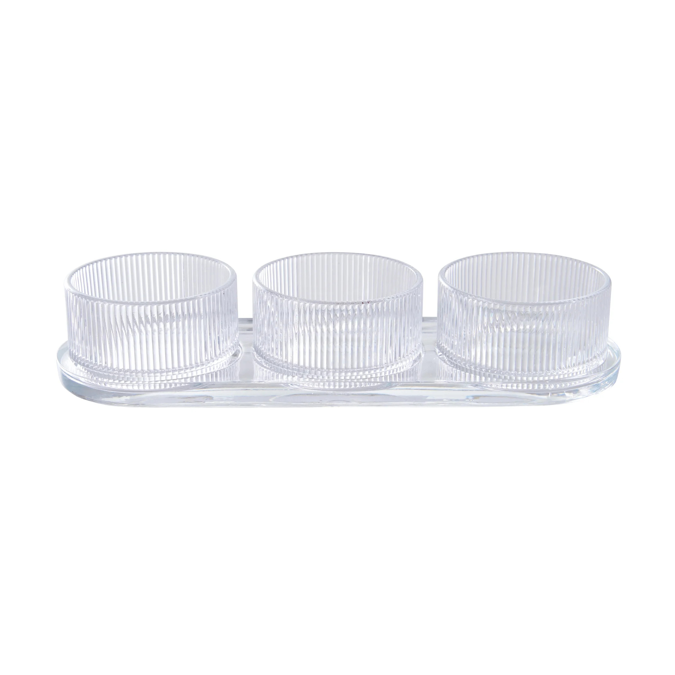 Better Homes & Gardens 6 oz Round Ribbed Glass Servings Bowls with Tray, 4-Piece Set | Walmart (US)