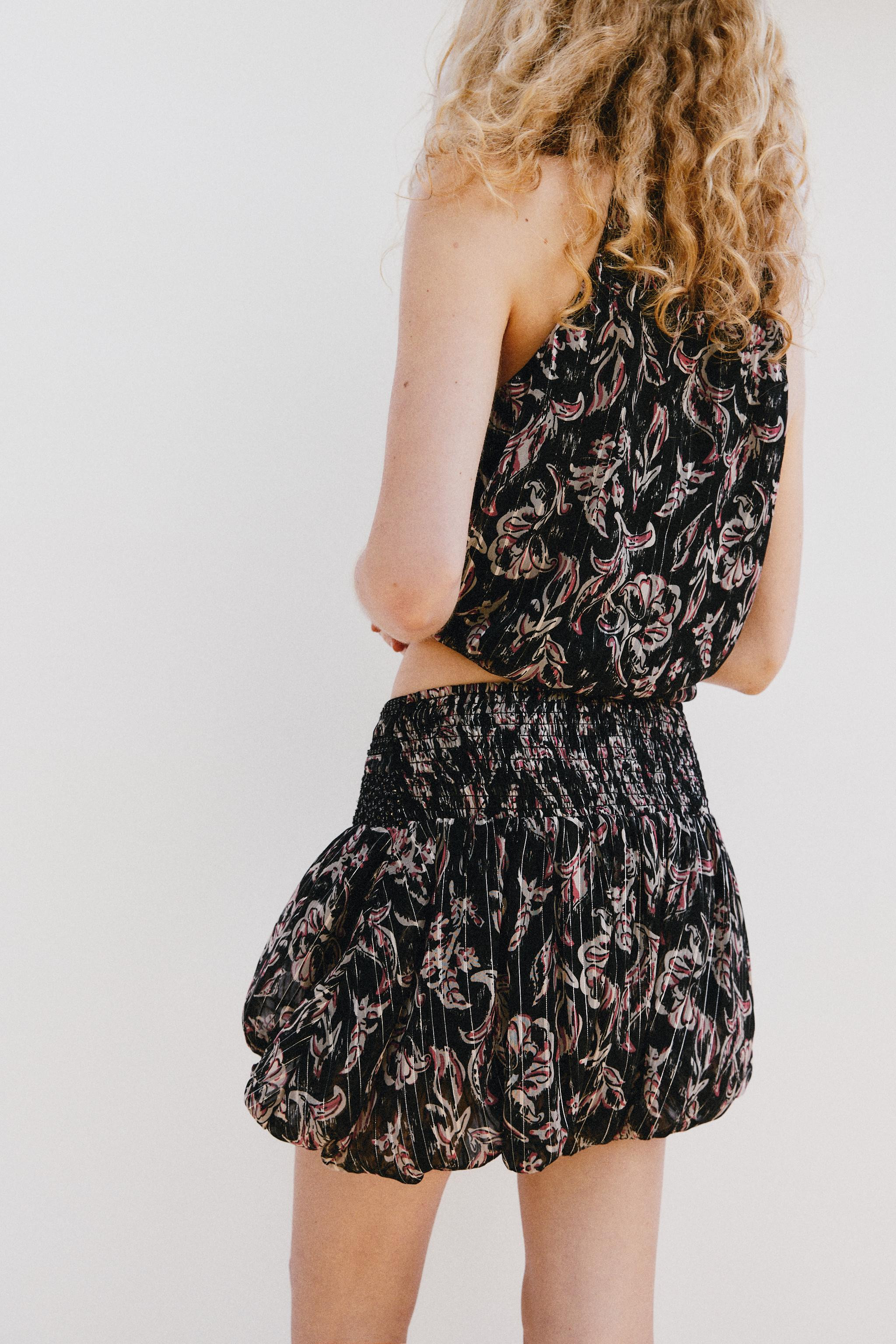 SEQUINNED METALLIC THREAD PRINTED BALLOON SKIRT | Zara AU