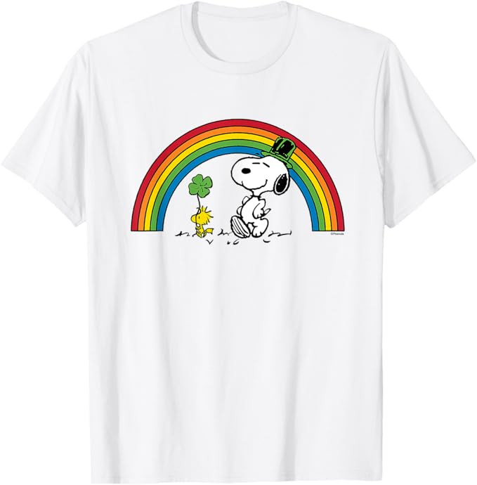 Peanuts - Snoopy and Woodstock St. Patrick's Day Rainbow T-Shirt | Amazon (US)