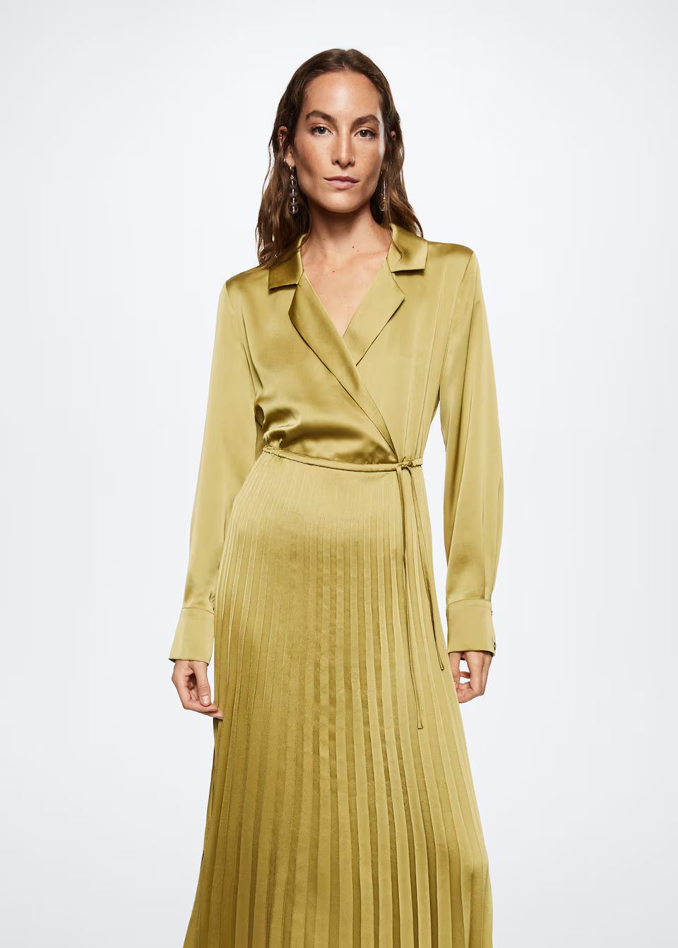 Pleated satin dress | MANGO (US)