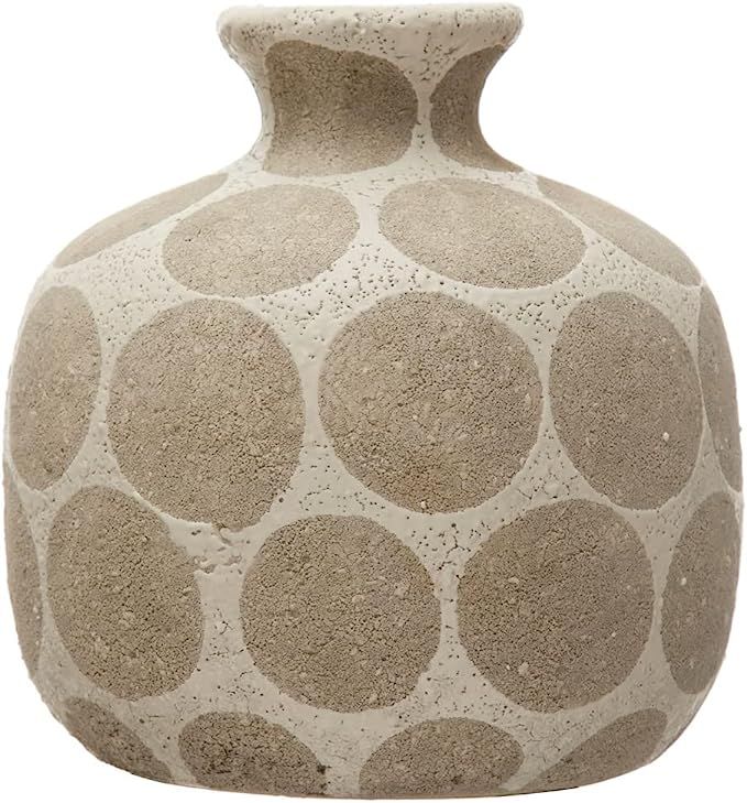 Creative Co-Op Terracotta Wax Relief Dots, Natural Vase, White | Amazon (US)