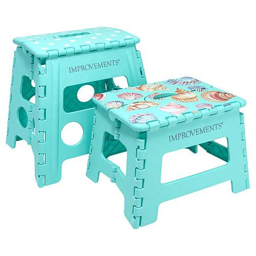 Improvements 14.5"" and 12.5"" Folding Plastic Step Stools - Coastal | HSN