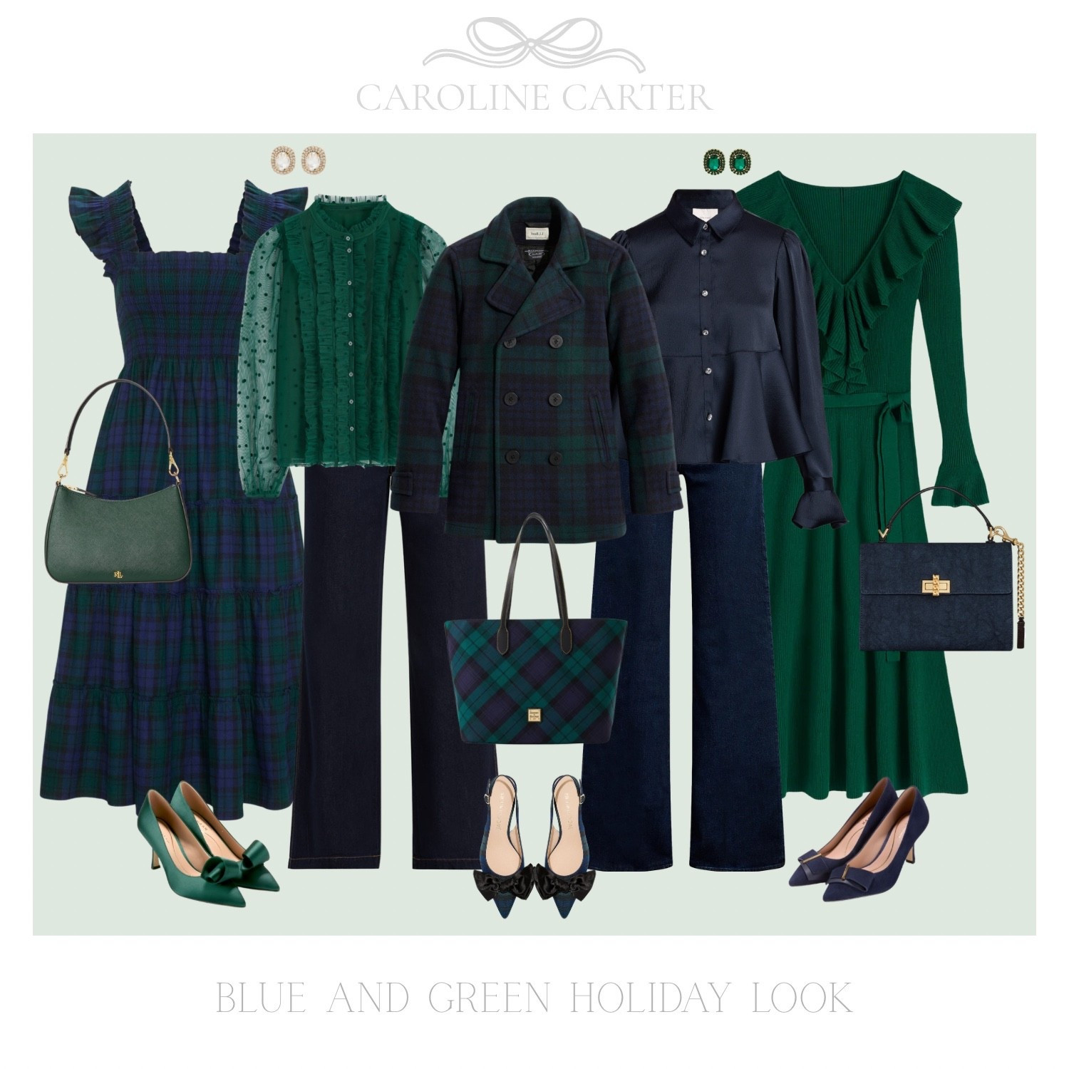 Blue & green for the holidays ✨ Classic, polished, and so timeless for every December event.

blue and green holiday outfits, tartan plaid, holiday style, winter outfits, Christmas party looks, elegant holiday fashion, classic holiday style, coastal grandmother style, preppy holiday outfits, green dress outfit, navy blouse outfit, plaid coat, holiday heels, festive outfit ideas, LTK holiday inspo, Holiday Party

#LTKHoliday #LTKSeasonal