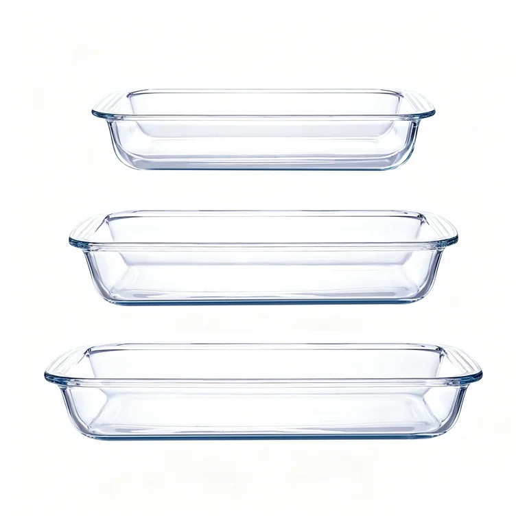 High Borosilicate Glass Baking Tray 3-Piece Set, 2.3 Quarts+1.6 Quarts+1.0 Quarts Rectangular Gla... | Walmart (US)